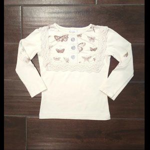 4 Persnickety Cream Lou Lou Butterfly Long Sleeve Shirt Top
